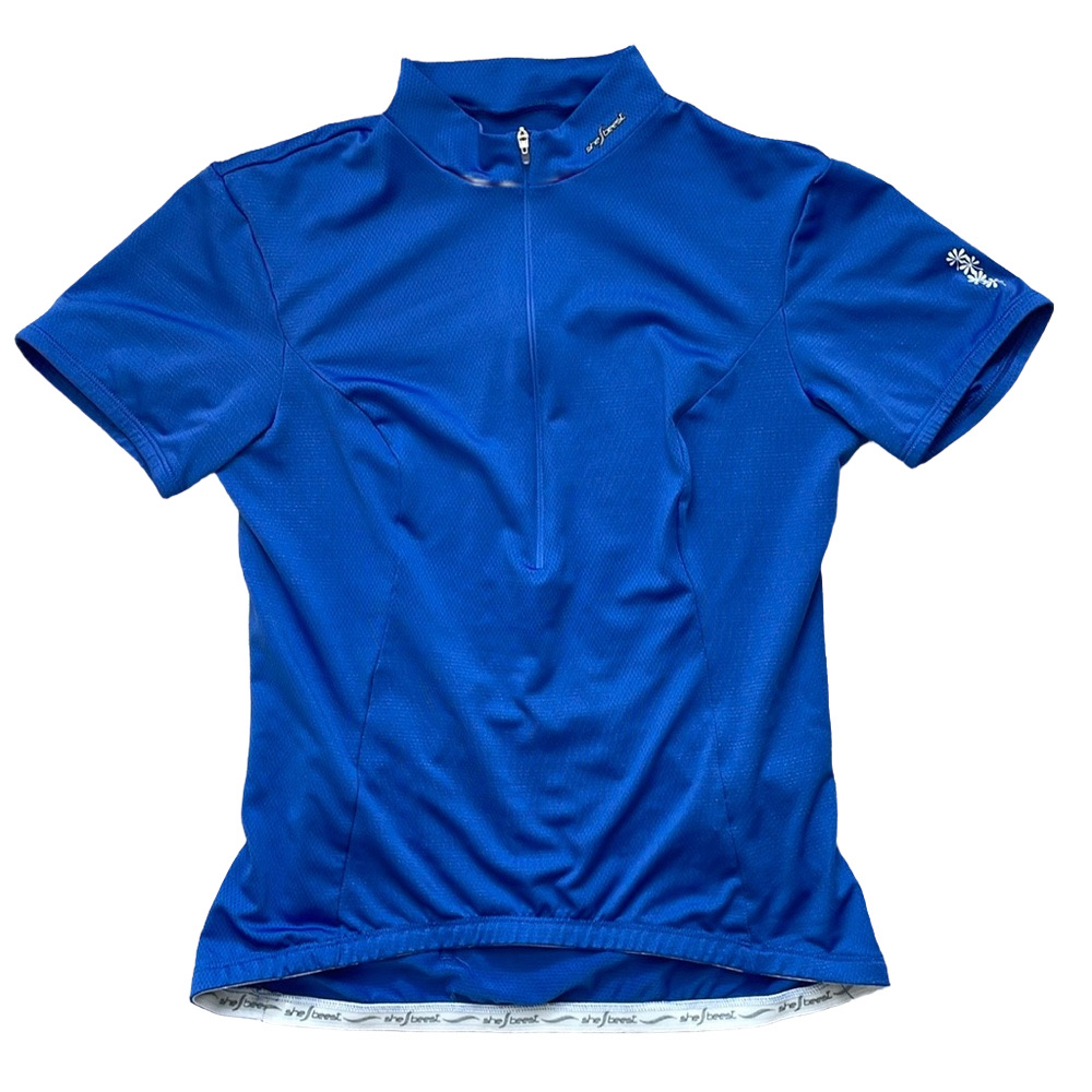 Shebeest blue short sleeve cycling shirt sz M